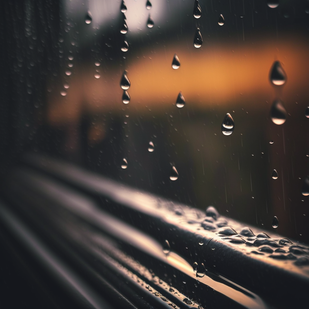A window with rain drops on it