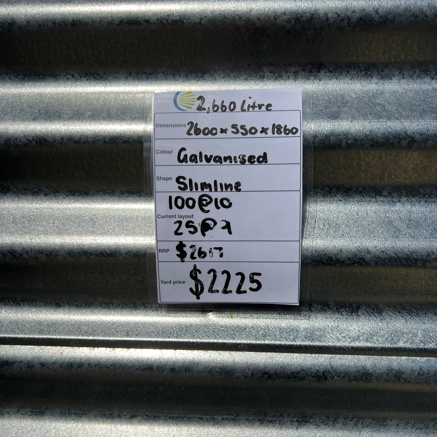 2,660 Litre Slimline Water Tank