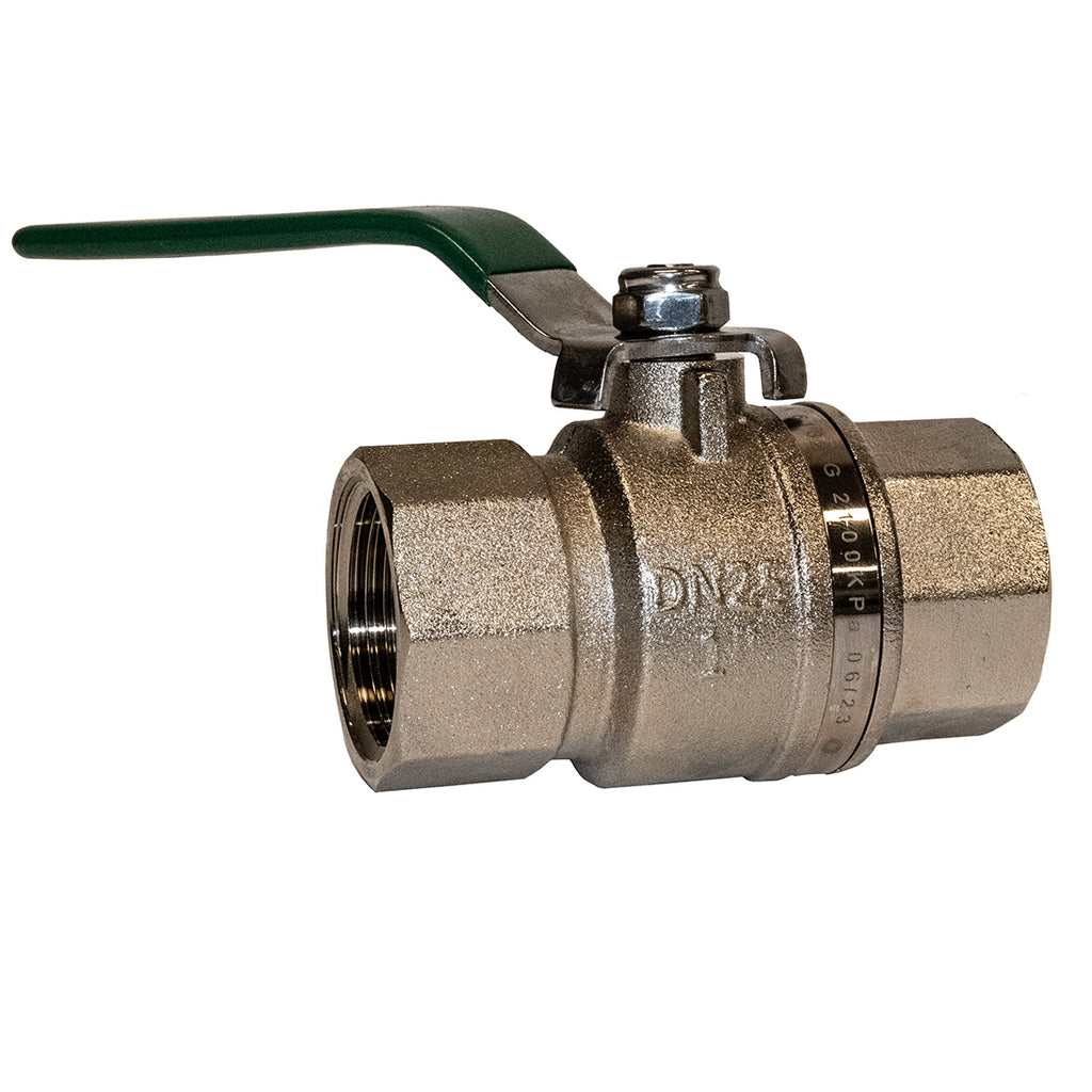 25mm Female-Female Ball valve for water tanks with a green handle
