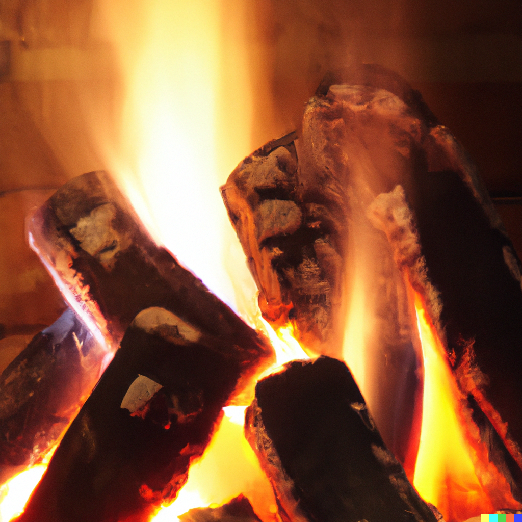 burning firewood cosy fire
