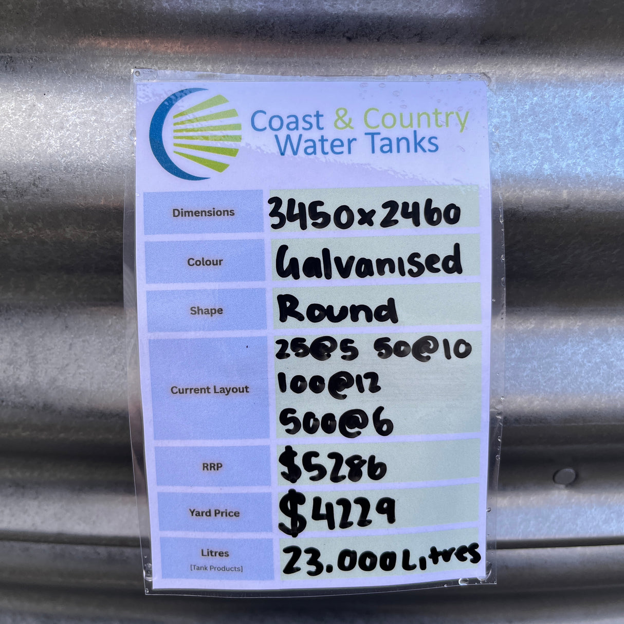 23,000 Litre Round Water Tank