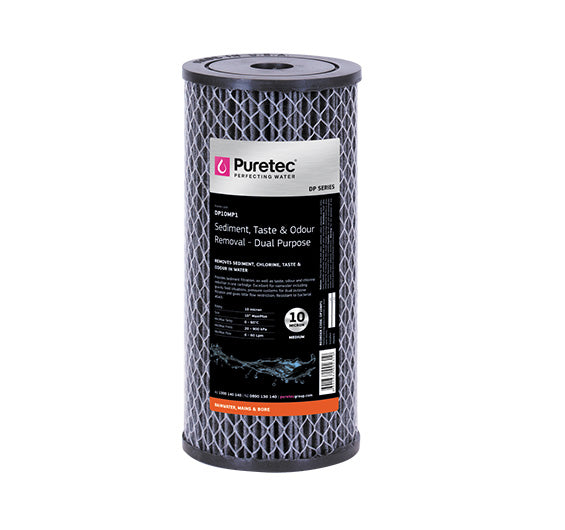 DP10MP1: 10" Dual Purpose Carbon Filtration Cartridge, 10 Micron